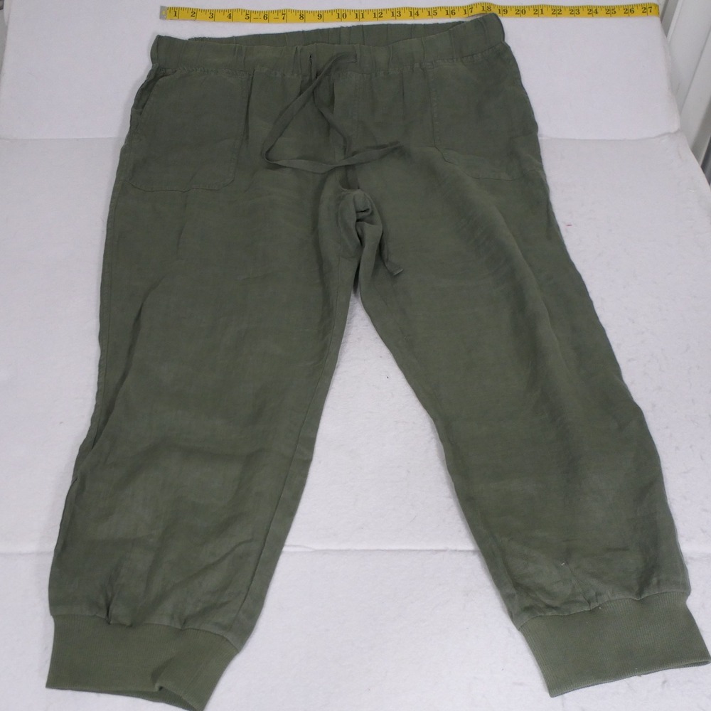 Caslon Womens Linen Jogger Pants Petite XL Green Drawstring Lagenlook Earthy